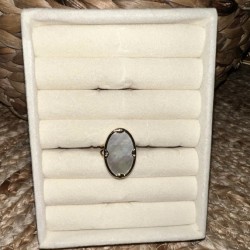 Bague ajustable acier inoxydable nacre blanche MARINA