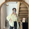 Chemisier en gaz de coton jaune LINA à motifs fleurs