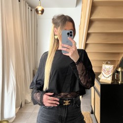 Tee-shirt dentelle noir LOELIA