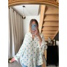Chemisier en gaze de coton beige LINA à motifs fleurs