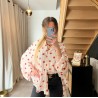 Chemisier en gaze de coton rouge LINA à motifs fleurs