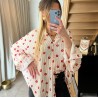 Chemisier en gaze de coton rouge LINA à motifs fleurs