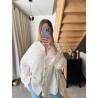 Chemisier en gaz de coton rose pale LINA à motifs fleurs