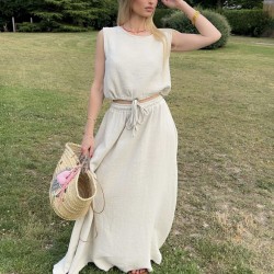 Ensemble jupe et top THÉSÉE en gaze de coton style bohème chic