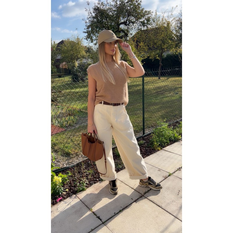 Pull sans manches JUNA camel