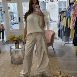 Pantalon drapé AXELLE beige
