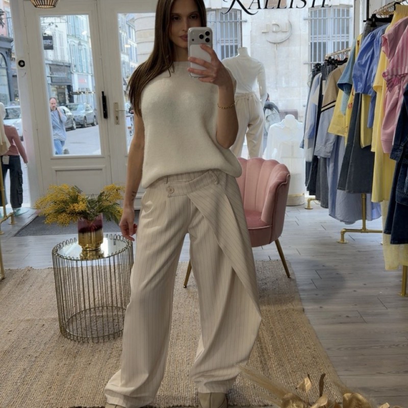 Pantalon drapé AXELLE beige