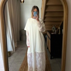 Robe longue à dentelle blanche Maya