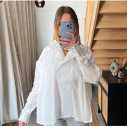 Chemisier blanc manches longues oversize PERLE