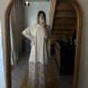 Robe longue à dentelle beige Maya