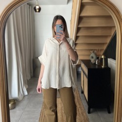 Chemise manches courtes rayée beige SAND