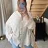 Chemisier en gaz de coton rose pale LINA à motifs fleurs