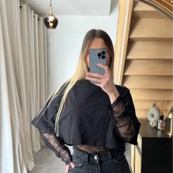 Tee-shirt dentelle noir LOELIA