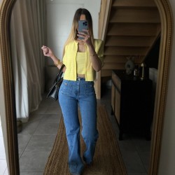 Jean bleu taille haute GABI