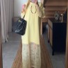 Robe longue à dentelle jaune Maya