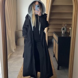 Trench long à capuche ORNELLA noir