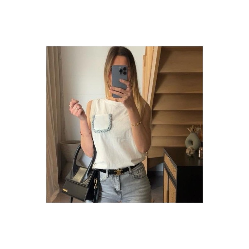 Top sans manches blanc INAYA
