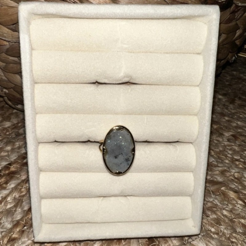 Bague ajustable acier inoxydable nacre grise MARINA